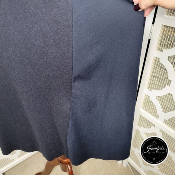 COS Women's Navy Blue Center Wool Panel Ponte A-Line Minimalist Dress Size S - Picture 5 of 11